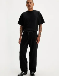 568 Loose Straight Non Stretch Black Denim Jeans
