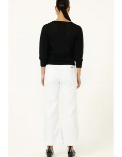 3/4 SLEEVE RIPPLE KNIT TOP IN BLACK