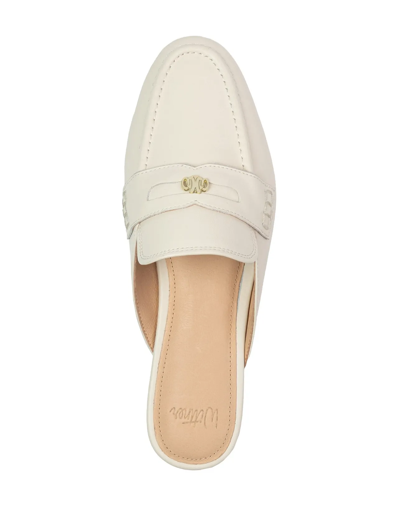 AARON Vintage Ivory Leather Backless Loafer