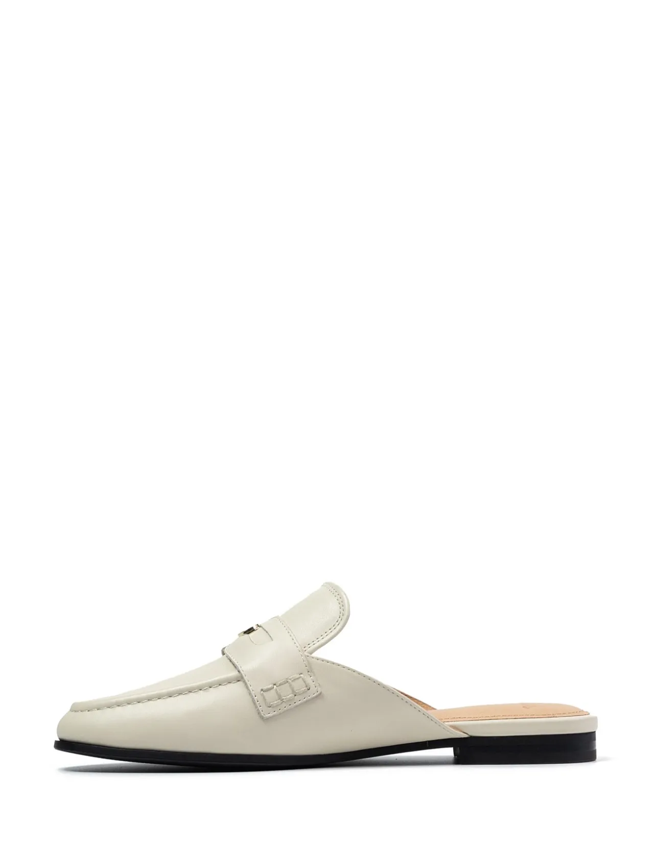 AARON Vintage Ivory Leather Backless Loafer