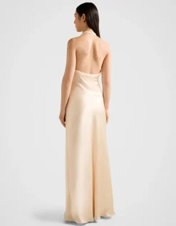 ABBY HALTER NECK SATIN MAXI DRESS