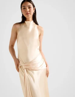 ABBY HALTER NECK SATIN MAXI DRESS