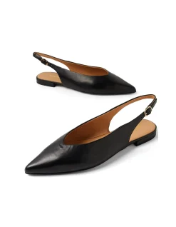 Adjoss Pointed Toe Leather Slingback Flats