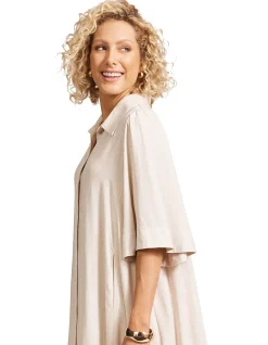Alesia Textured A Line Shirt Dress