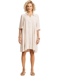 Alesia Textured A Line Shirt Dress