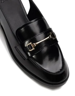 Alexia Black Leather Slingback Loafer