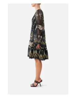 A-LINE GATHERED PANEL DRESS