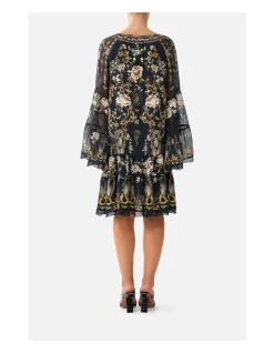 A-LINE GATHERED PANEL DRESS