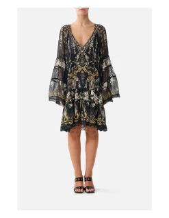 A-LINE GATHERED PANEL DRESS