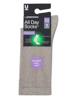 All Day Premium Fine Textured Crew Socks