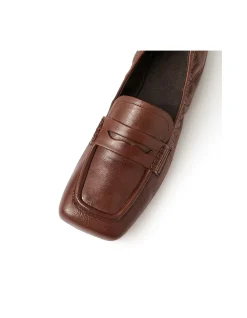 Allude Polished Leather Square Toe Loafers