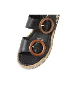 Ambian Leather Buckle Platform Sandals