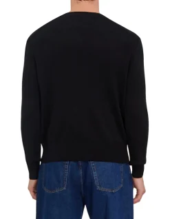 Ami De Coeur Black Merino Wool Crewneck Sweater
