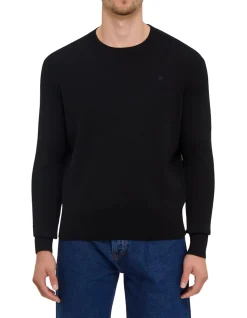 Ami De Coeur Black Merino Wool Crewneck Sweater