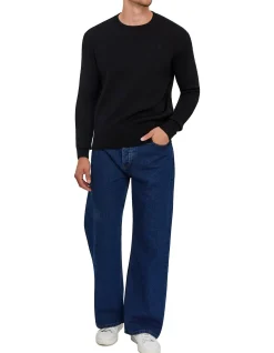 Ami De Coeur Black Merino Wool Crewneck Sweater