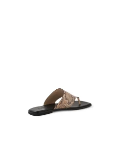 Amii Snake Print Square Toe Leather Sandals