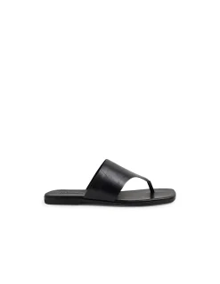 AMII Wide Strap Leather Thong Sandals