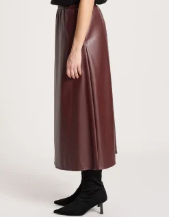 Amina Vegan Leather A Line Midi Skirt