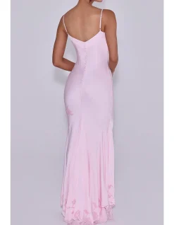 ANASTELLE'HAND BEADED SATIN MAXI DRESS