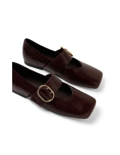 Apres Polished Buckle Strap Flats