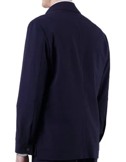 ARIENZO SHIRT JACKET - NAVY SEERSUCKER