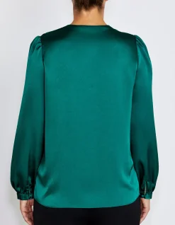 ARINA EVERGREEN DRAPE FRONT TOP