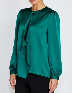 ARINA EVERGREEN DRAPE FRONT TOP
