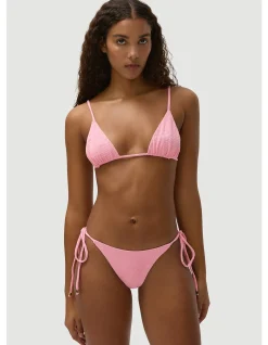 Arnie Bubblegum Pink Textured Triangle Bikini Top