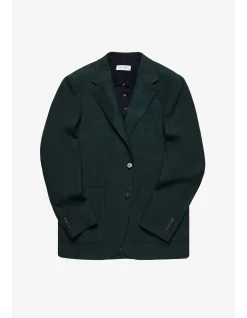 ARTHUR BLAZER - WOOL/ELASTANE IN DARK GREEN HERRINGBONE