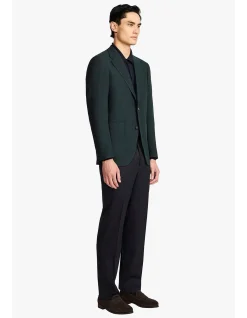 ARTHUR BLAZER - WOOL/ELASTANE IN DARK GREEN HERRINGBONE