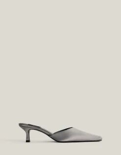 Ash Satin Mules