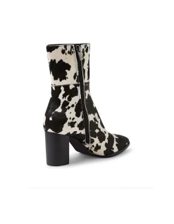 Askin Cow Print Block Heel Calf Boots