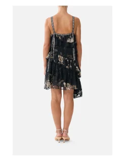 ASYMMETRIC SPLICED LACE MINI DRESS