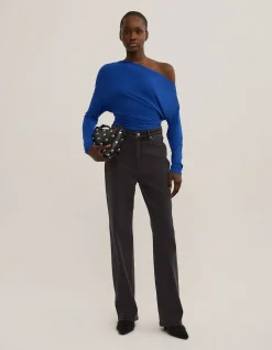 Asymmetric Draped Long Sleeve Top