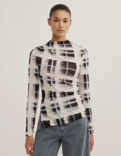 Asymmetric Mesh Long Sleeve Top
