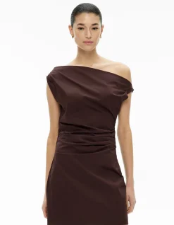 Asymmetric Shoulder Mini Dress