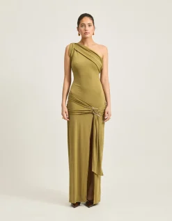 Atiyah One Shoulder Buckle Maxi Dress