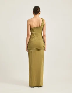 Atiyah One Shoulder Buckle Maxi Dress