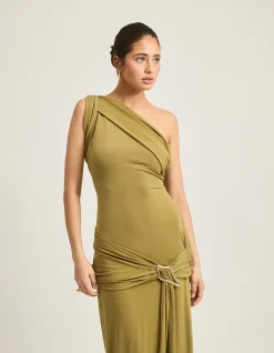 Atiyah One Shoulder Buckle Maxi Dress