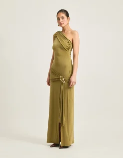 Atiyah One Shoulder Buckle Maxi Dress