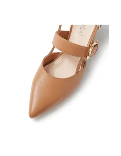 Atten Pointed Block Heel Slingback Pumps