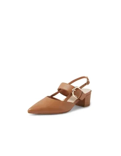 Atten Pointed Block Heel Slingback Pumps