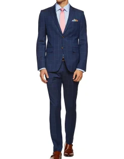 Auden Wool Suit Checked Trousers Navy