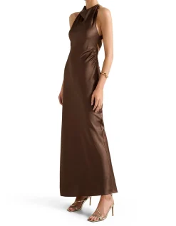 AUDREY SATIN BACKLESS MAXI DESS