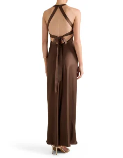 AUDREY SATIN BACKLESS MAXI DESS