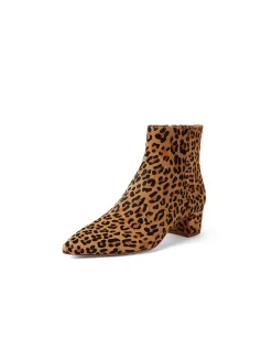 Aulimas Leopard Pony Block Heel Ankle Boots