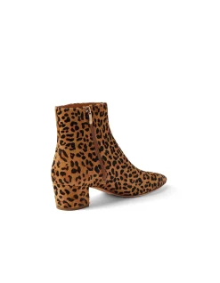 Aulimas Leopard Pony Block Heel Ankle Boots