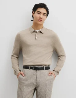 Australian Merino Long Sleeve Am Button Polo Knit