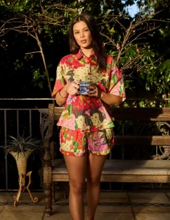 Australian Bush Blossom Short Sleeve Shirt &Short Pyjama Set