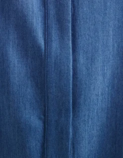 BALLOON SLEEVE CHAMBRAY TOP